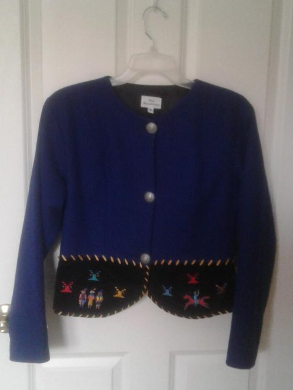 Rod Ranchwear,  Royal blue wool, velvet and embroidered jacket size M
